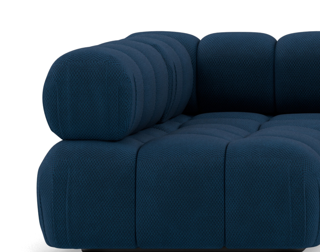 Canapé panoramique modulable d'angle gauche 7 places en velours texturé Ruby