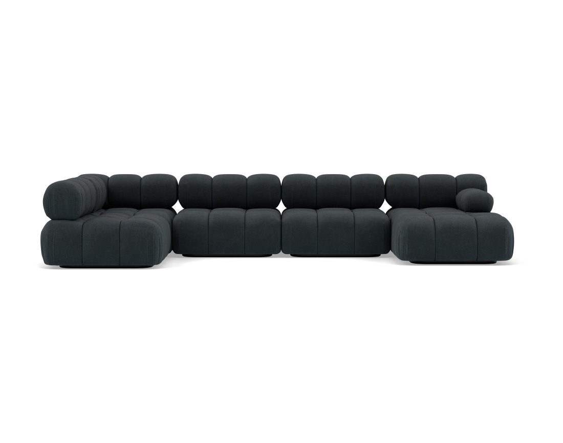 Canapé panoramique modulable d'angle gauche 7 places en velours texturé Ruby Canapé panoramique modulable d'angle gauche 7 places en velours texturé Ruby