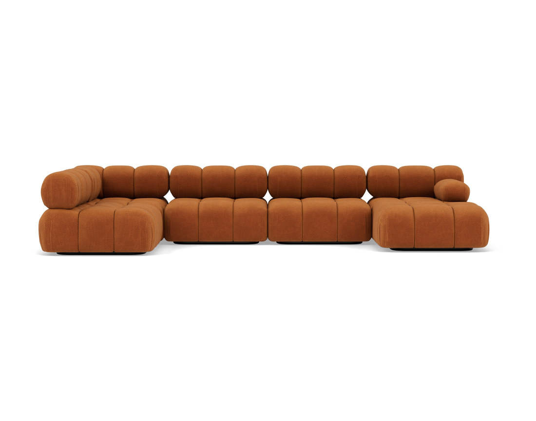 Canapé panoramique modulable d'angle gauche 7 places en velours texturé Ruby