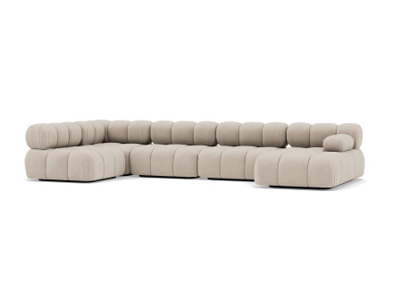 Canapé panoramique modulable d'angle gauche 7 places en velours texturé Ruby