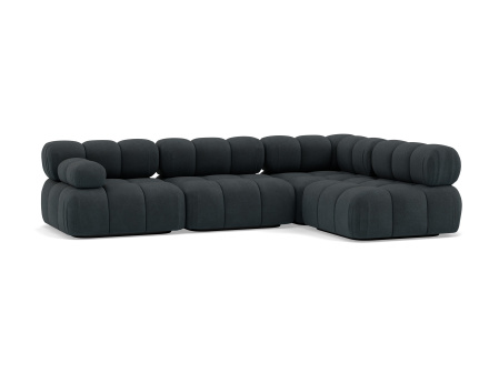 Canapé modulable d'angle droit 5 places en velours texturé Ruby