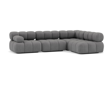 Canapé modulable d'angle droit 5 places en velours texturé Ruby
