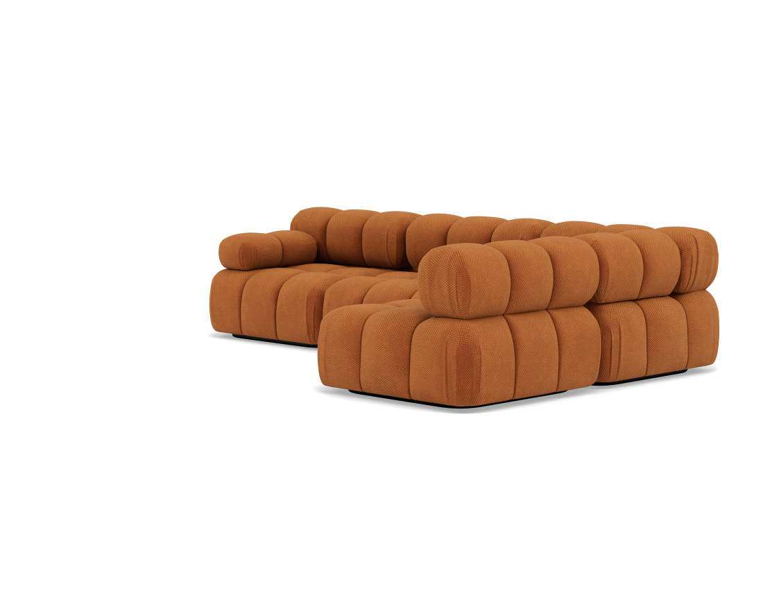 Canapé modulable d'angle droit 5 places en velours texturé Ruby