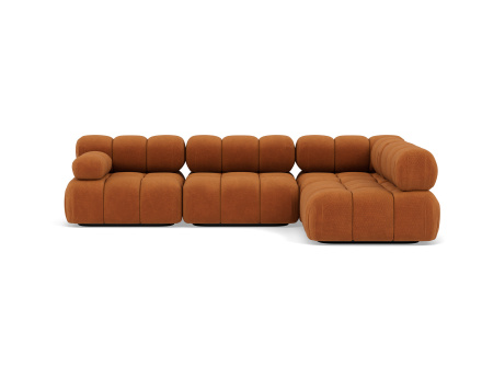 Canapé modulable d'angle droit 5 places en velours texturé Ruby