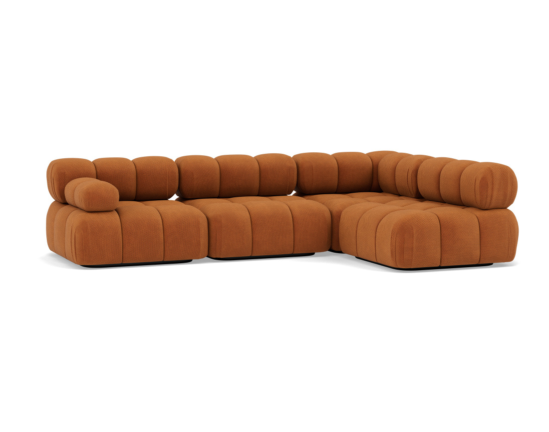 Canapé modulable d'angle droit 5 places en velours texturé Ruby
