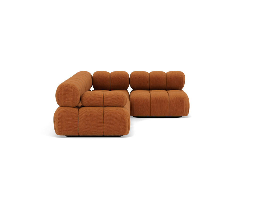 Canapé modulable d'angle droit 5 places en velours texturé Ruby