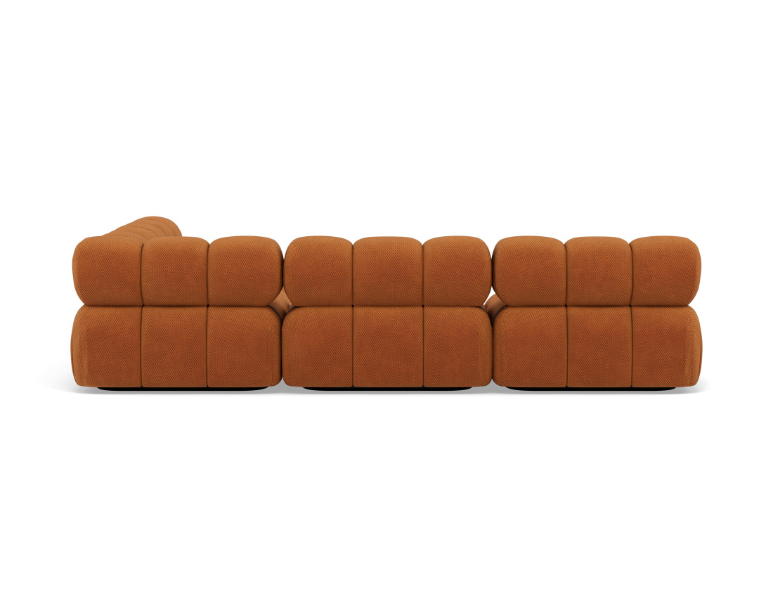 Canapé modulable d'angle droit 5 places en velours texturé Ruby