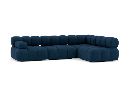 Canapé modulable d'angle droit 5 places en velours texturé Ruby
