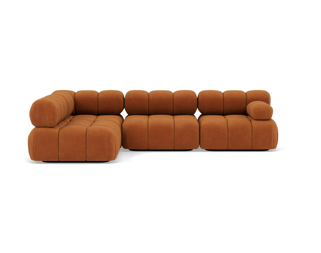 Canapé modulable d'angle gauche 5 places en velours texturé Ruby