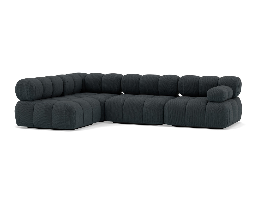 Canapé modulable d'angle gauche 5 places en velours texturé Ruby