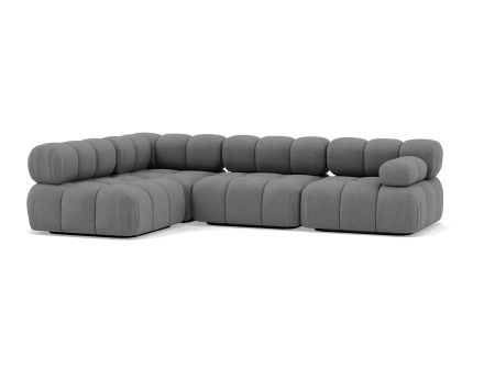 Canapé modulable d'angle gauche 5 places en velours texturé Ruby
