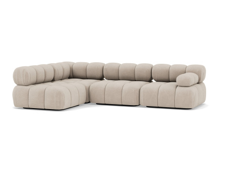 Canapé modulable d'angle gauche 5 places en velours texturé Ruby