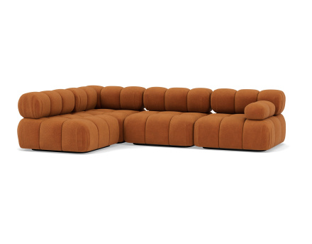 Canapé modulable d'angle gauche 5 places en velours texturé Ruby