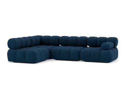 Canapé modulable d'angle gauche 5 places en velours texturé Ruby