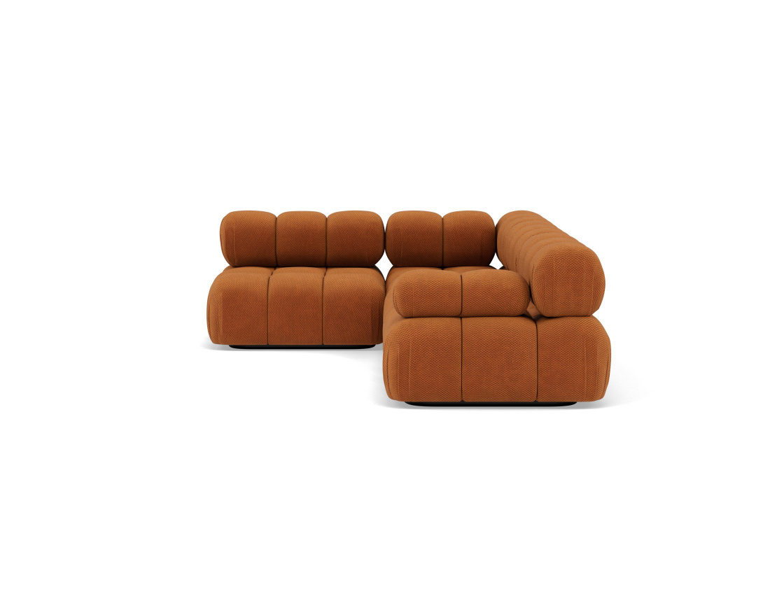 Canapé modulable d'angle gauche 5 places en velours texturé Ruby