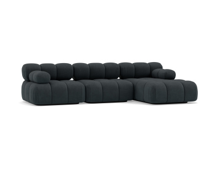 Canapé modulable d'angle droit 4 places en velours texturé Ruby