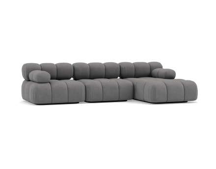 Canapé modulable d'angle droit 4 places en velours texturé Ruby