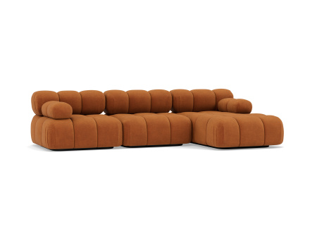 Canapé modulable d'angle droit 4 places en velours texturé Ruby