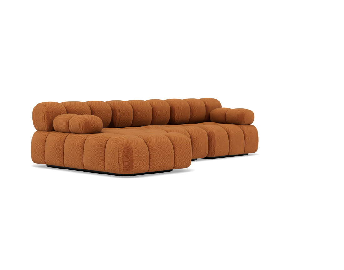 Canapé modulable d'angle gauche 4 places en velours texturé Ruby