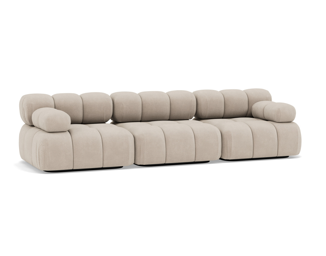 Canapé droit modulable 3 places en velours texturé Ruby