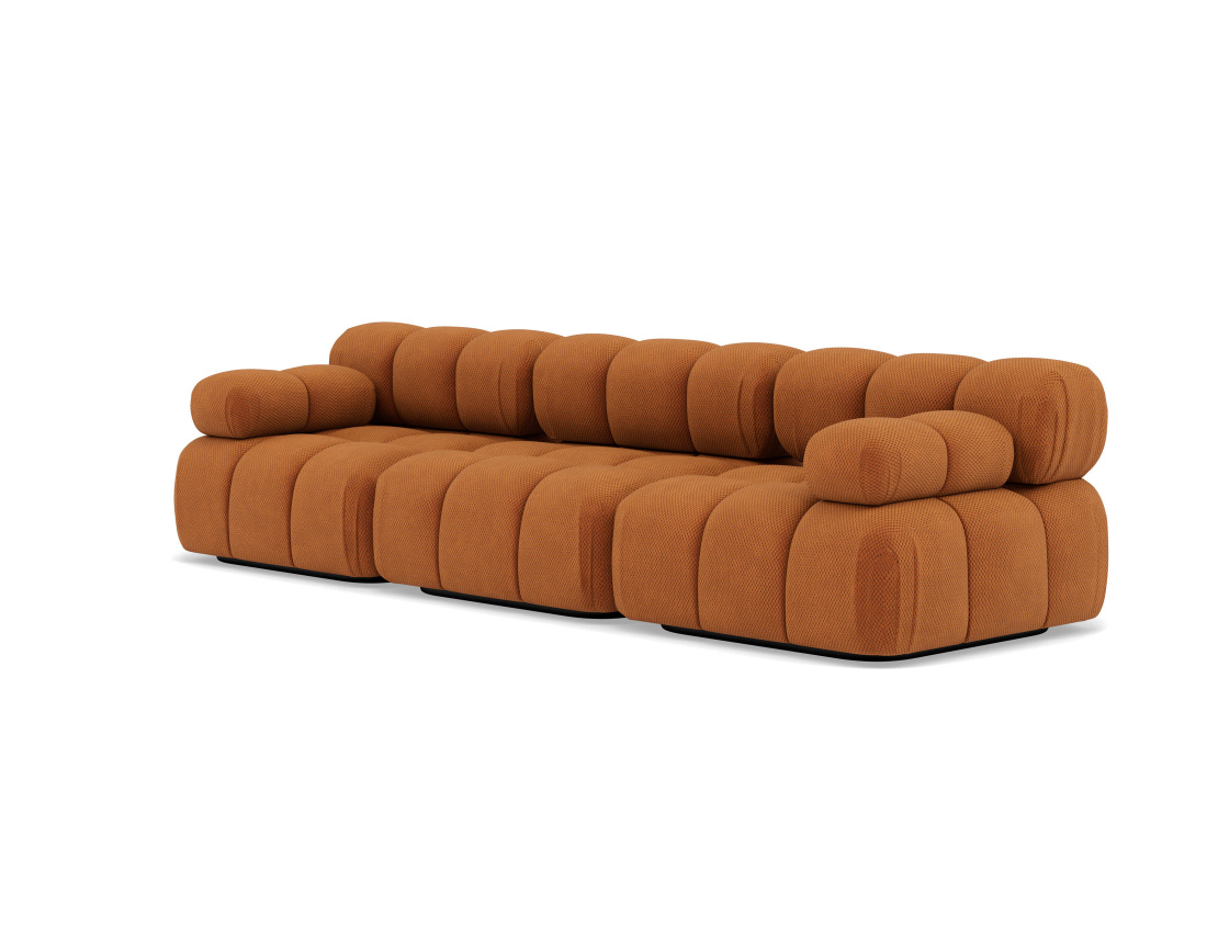 Canapé droit modulable 3 places en velours texturé Ruby