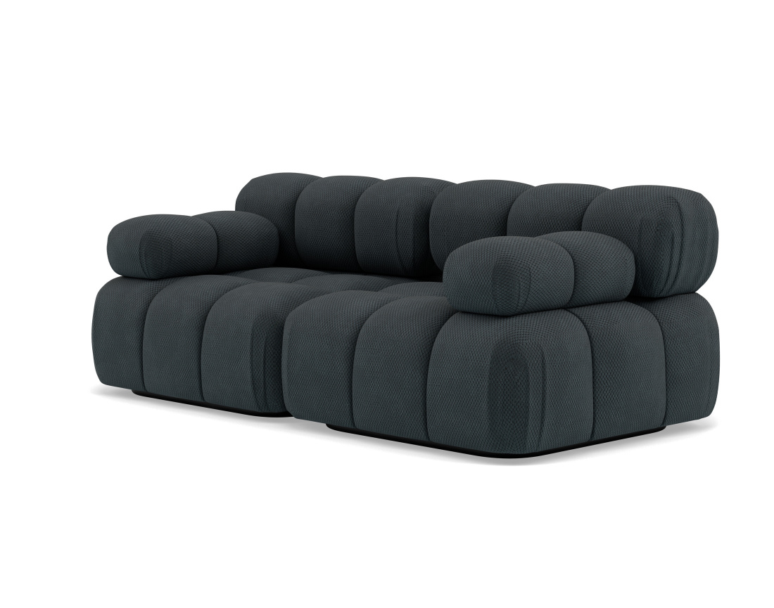 Canapé droit modulable 2 places en velours texturé Ruby