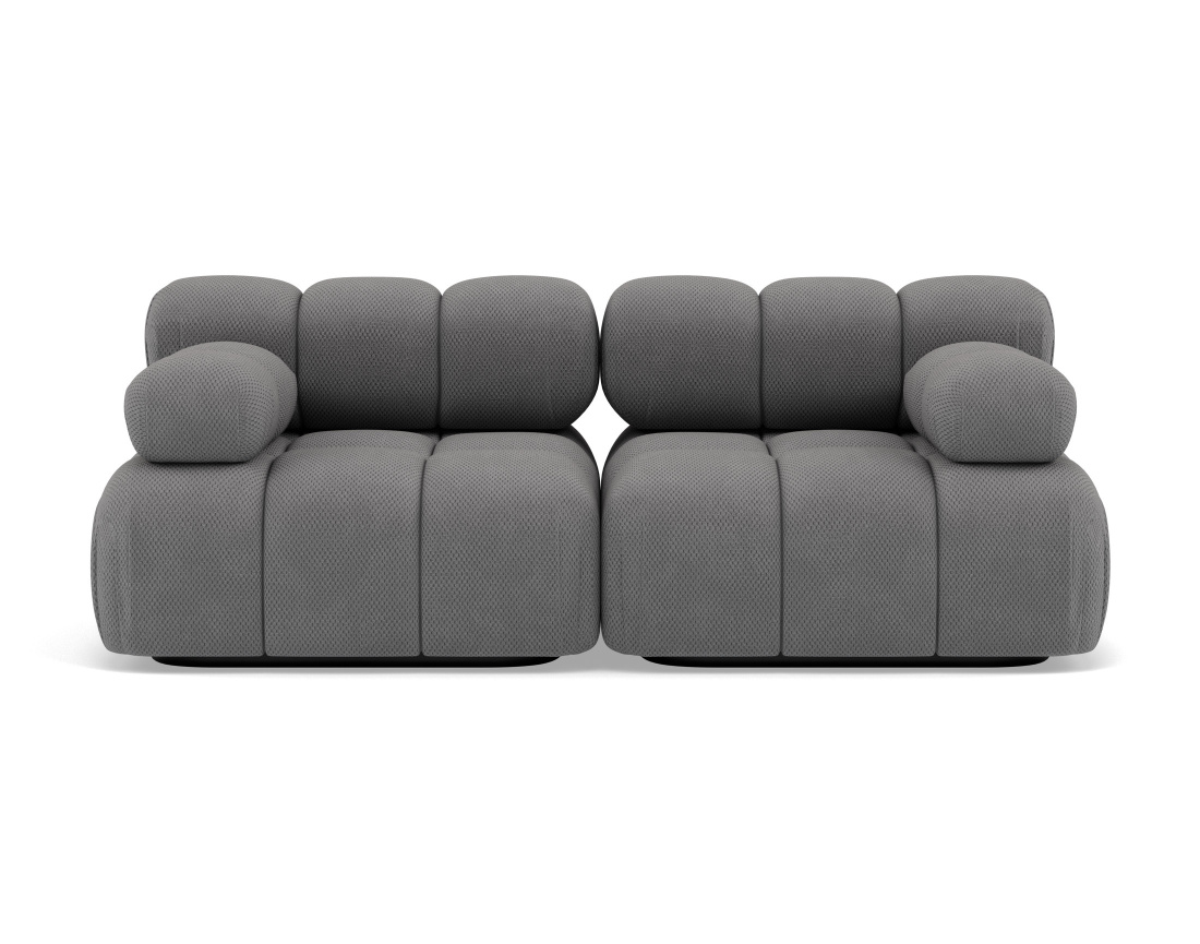 Canapé droit modulable 2 places en velours texturé Ruby