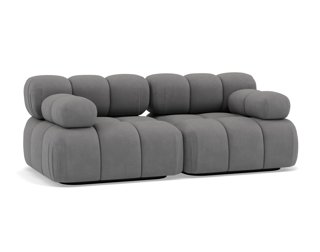 Canapé droit modulable 2 places en velours texturé Ruby