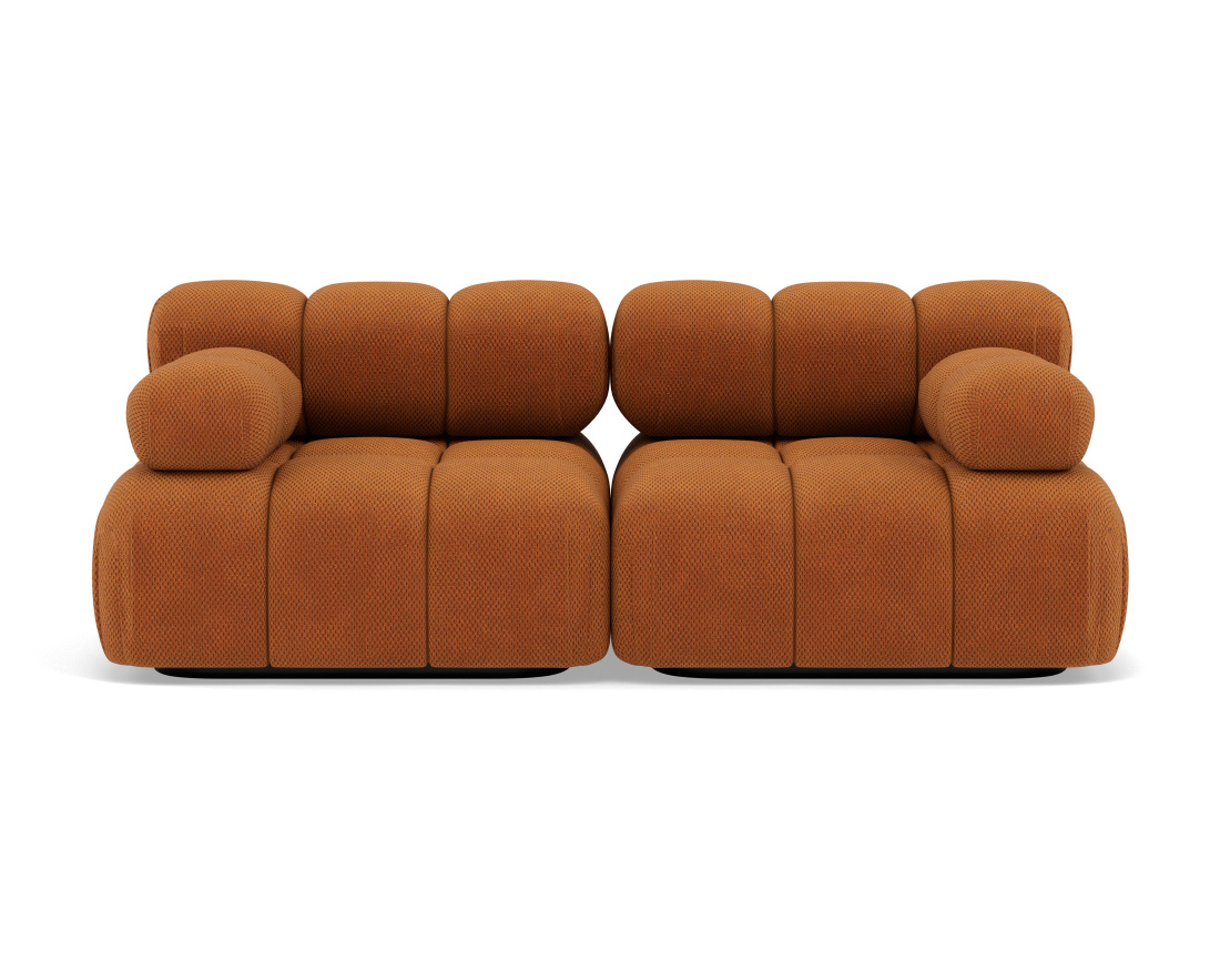 Canapé droit modulable 2 places en velours texturé Ruby