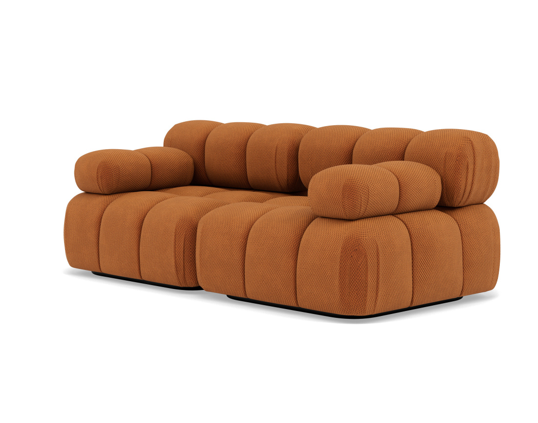 Canapé droit modulable 2 places en velours texturé Ruby