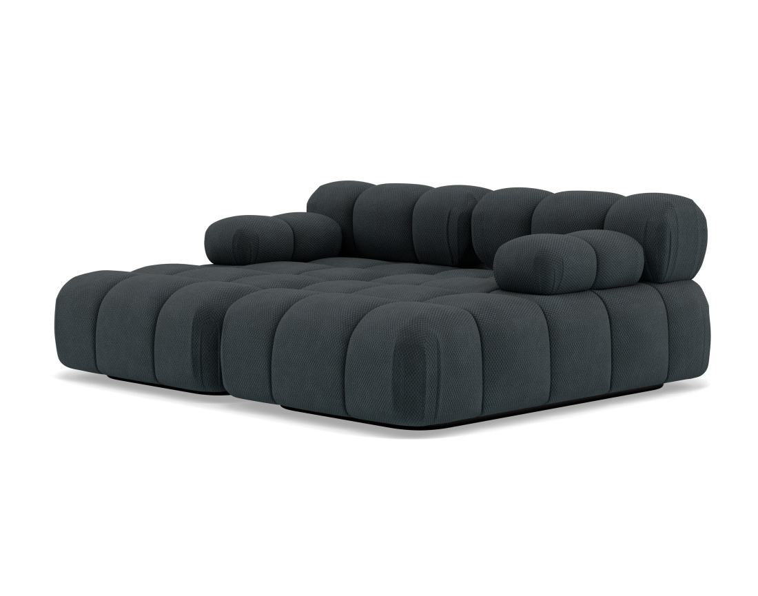 Canapé droit 4 places avec double méridienne assise profonde en velours texturé Ruby
