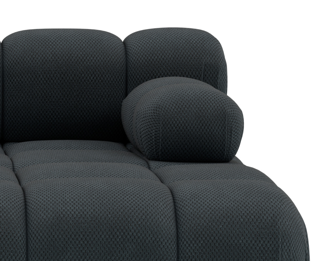 Canapé droit 4 places avec double méridienne assise profonde en velours texturé Ruby
