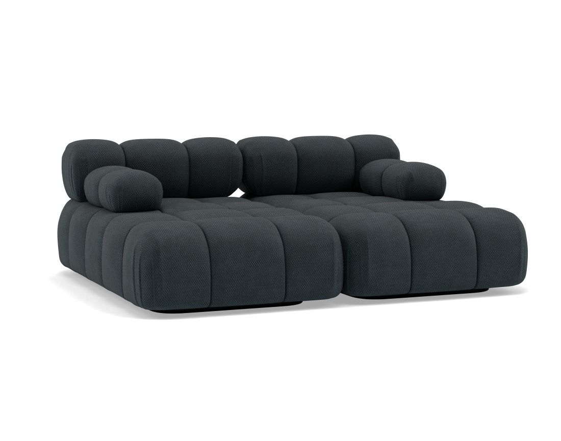 Canapé droit 4 places avec double méridienne assise profonde en velours texturé Ruby