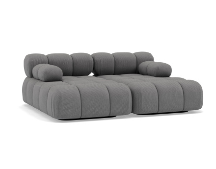 Canapé droit 4 places avec double méridienne assise profonde en velours texturé Ruby