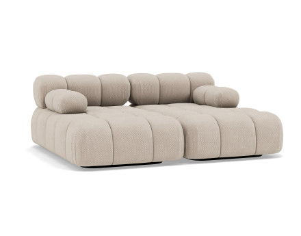 Canapé droit 4 places avec double méridienne assise profonde en velours texturé Ruby