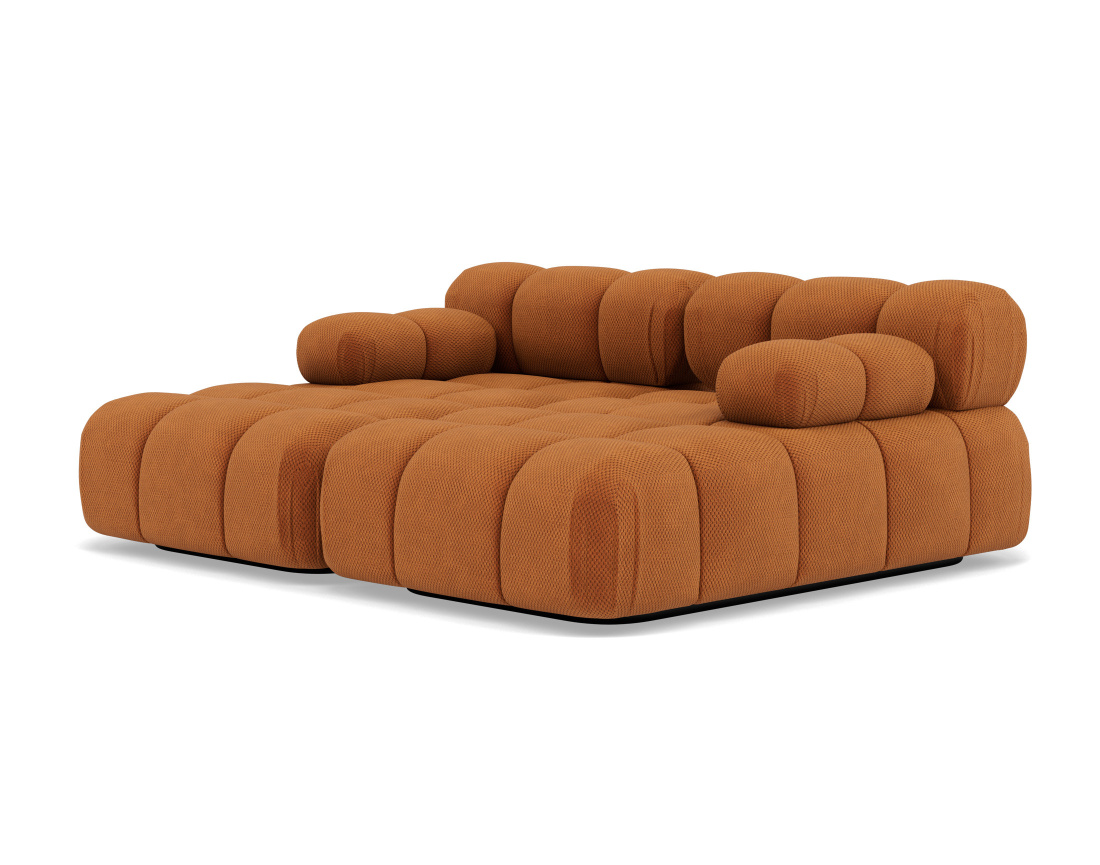 Canapé droit 4 places avec double méridienne assise profonde en velours texturé Ruby
