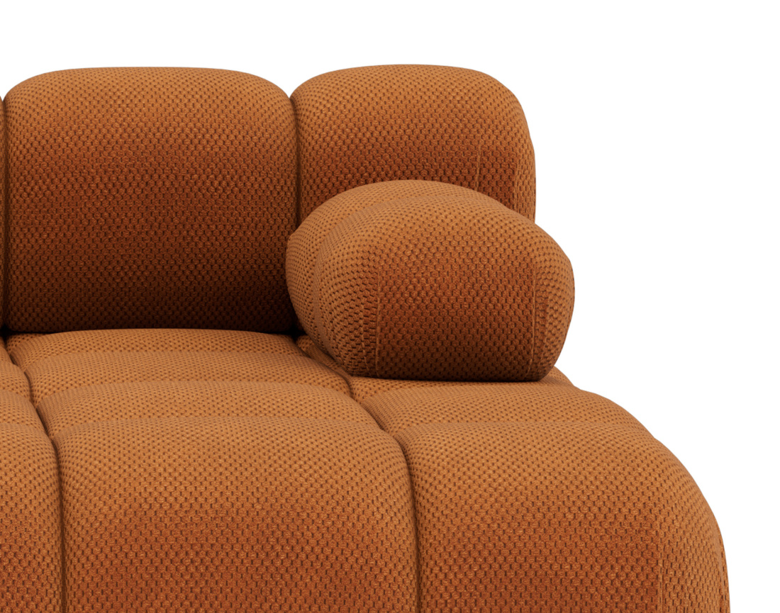 Canapé droit 4 places avec double méridienne assise profonde en velours texturé Ruby