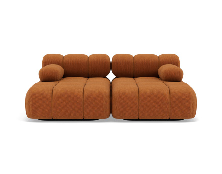 Canapé droit 4 places avec double méridienne assise profonde en velours texturé Ruby