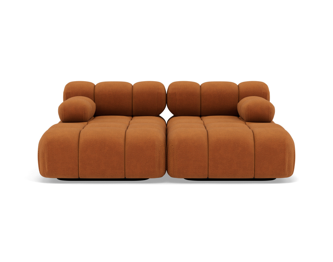 Canapé droit 4 places avec double méridienne assise profonde en velours texturé Ruby