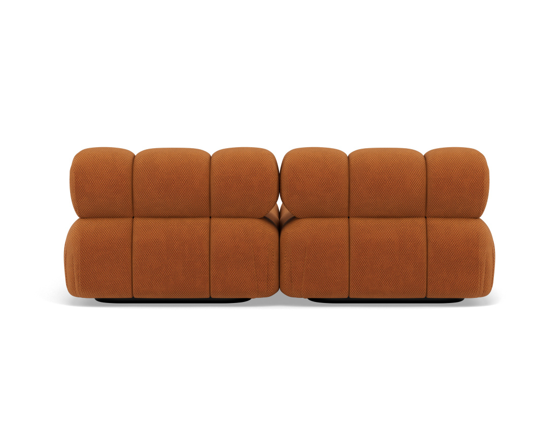 Canapé droit 4 places avec double méridienne assise profonde en velours texturé Ruby