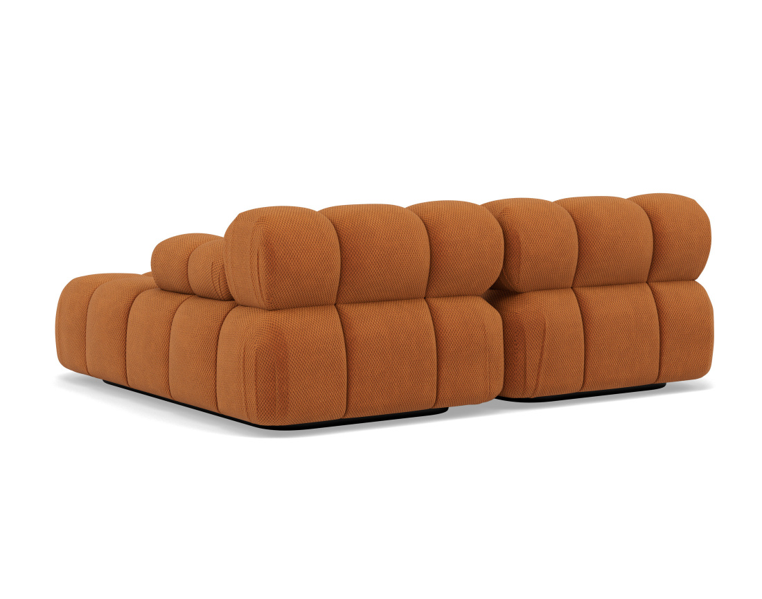 Canapé droit 4 places avec double méridienne assise profonde en velours texturé Ruby