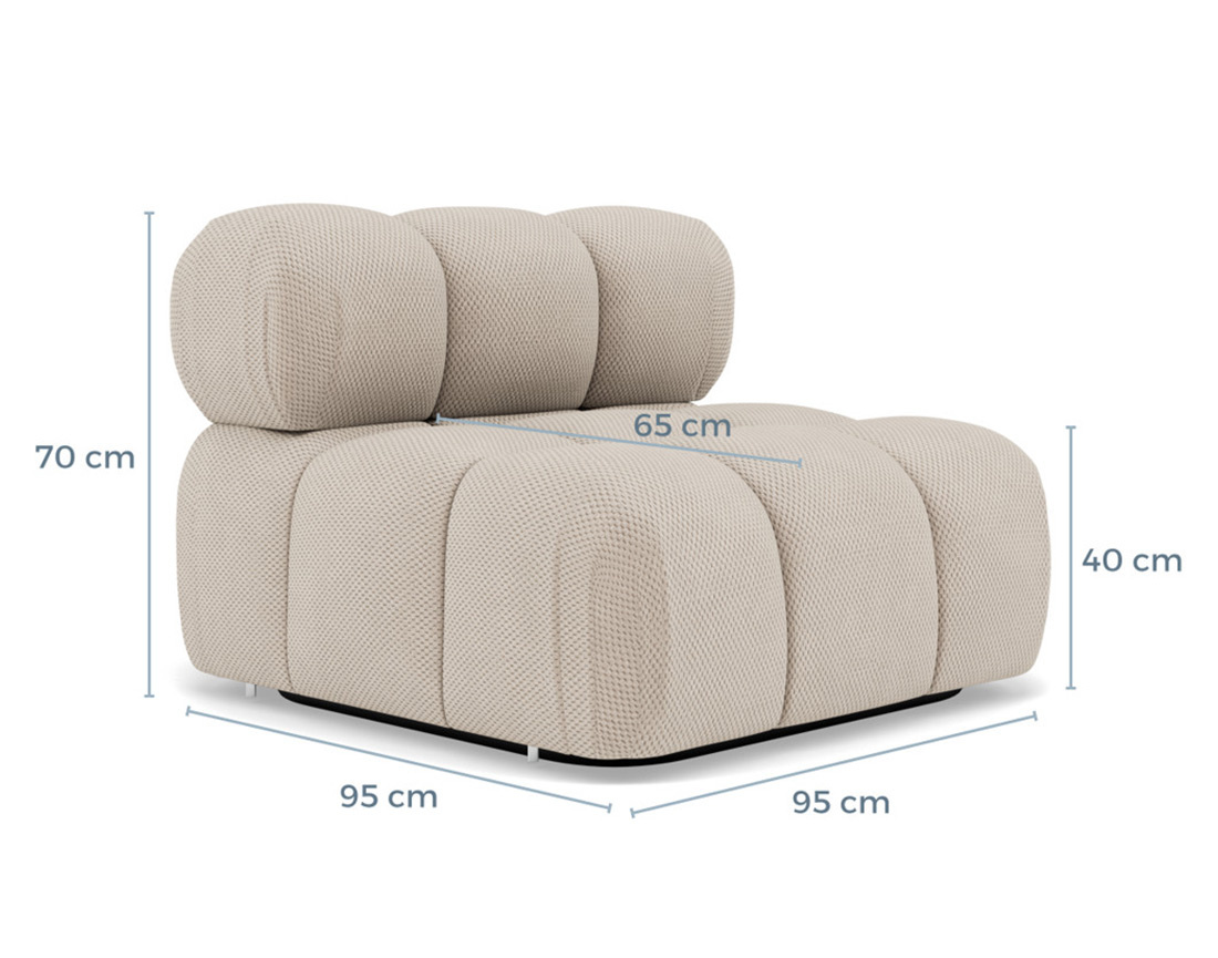 Module d'assise sans accoudoirs en velours texturé Ruby