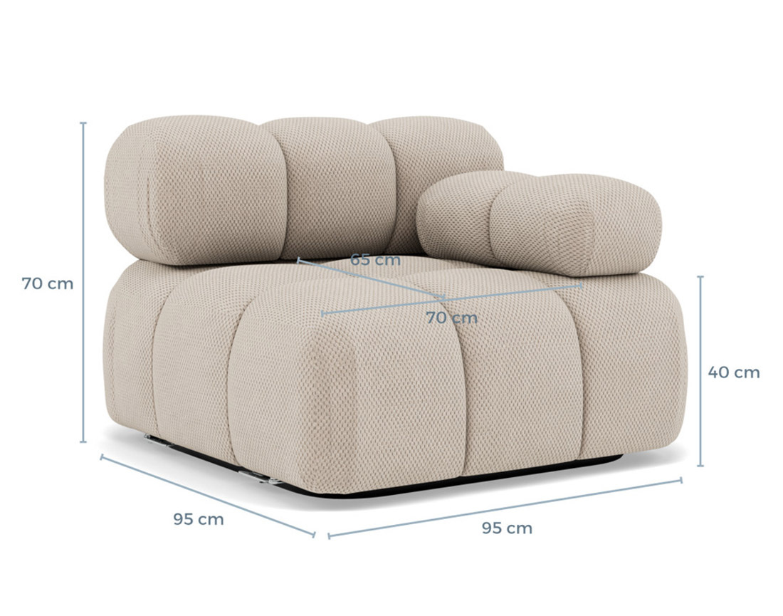 Module d'assise droit en velours texturé Ruby