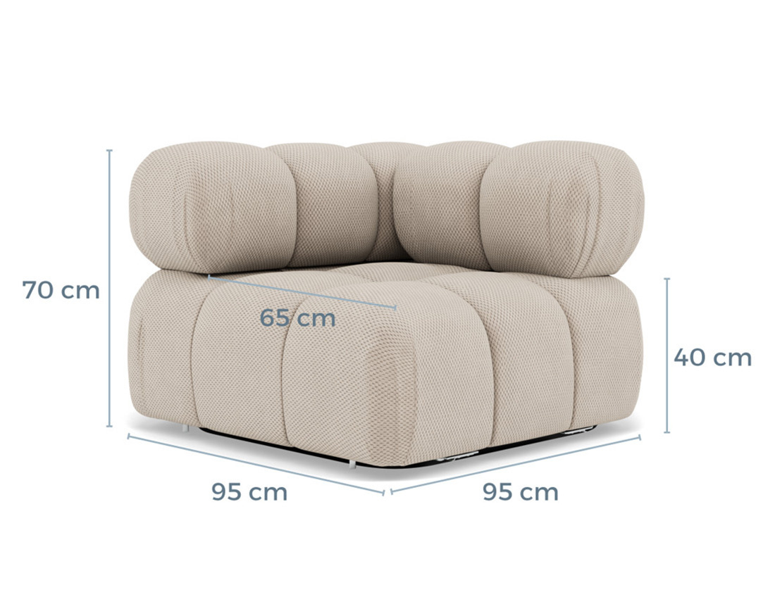 Module d'assise d'angle droit en velours texturé Ruby