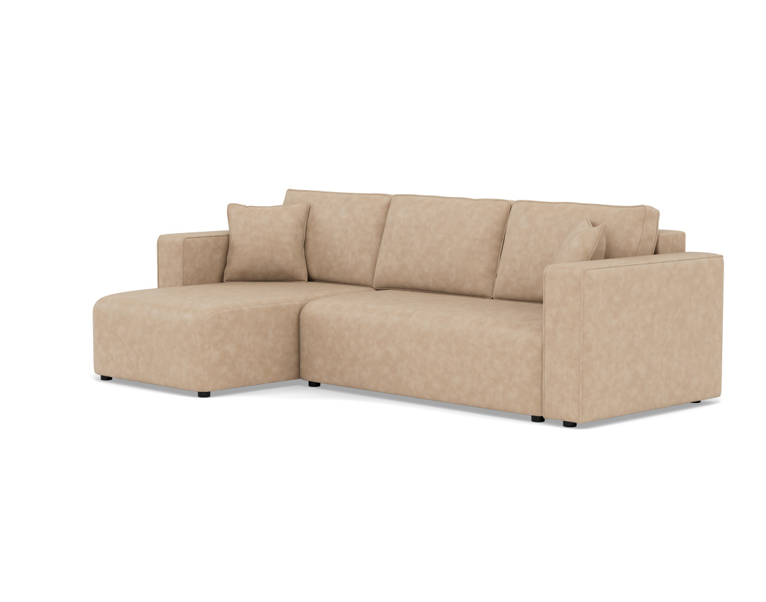 Canapé d'angle réversible 4 places convertible avec coffre en simili Topaze