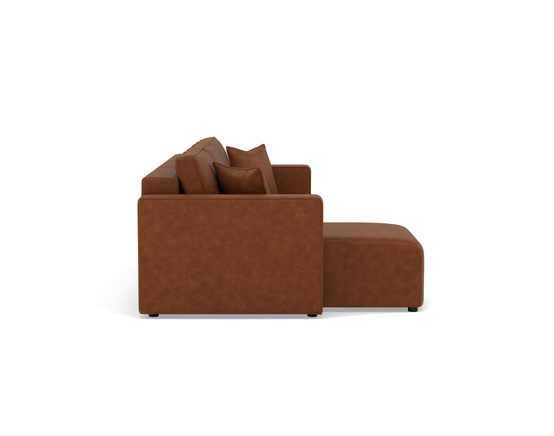 Canapé d'angle réversible 4 places convertible avec coffre en simili Topaze