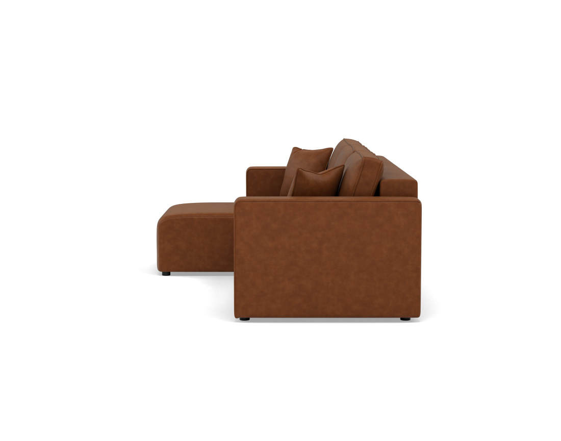 Canapé d'angle réversible 4 places convertible avec coffre en simili Topaze