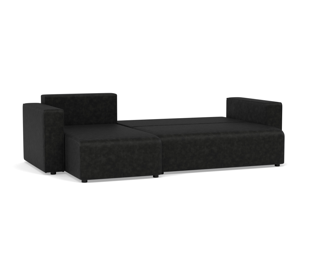 Canapé d'angle réversible 4 places convertible avec coffre en simili Topaze