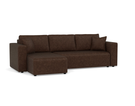 Canapé d'angle réversible 4 places convertible avec coffre en simili Topaze