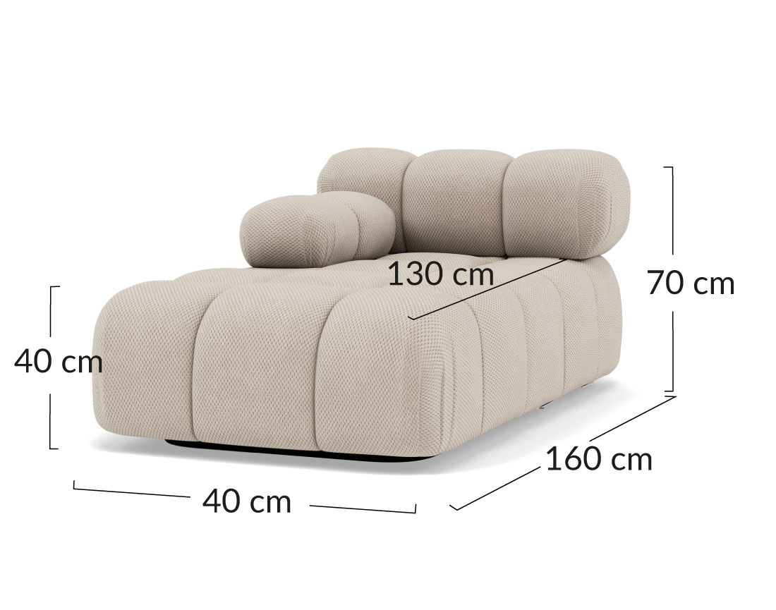Module d'assise méridienne gauche en velours texturé Ruby